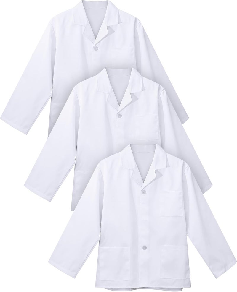 Cutecrop 3 Pcs White Professional Lab Coat with 3 Pockets for Women Men Unisex Consultation Coat for Nurse Doctor - Image 1
